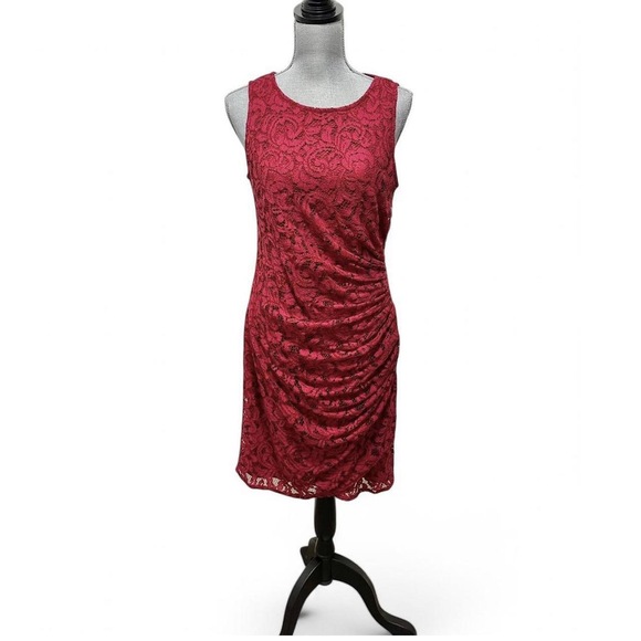 Adrianna Papell Red Lace Pencil Sleevless Dress medium (med) size 10 - Picture 1 of 8